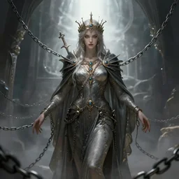 a god in chains, fantasy, beautiful digital art