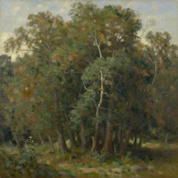 Trees, oil on canvas, by Carl Gustav Carus, trending on ArtStation, conceptart, masterpiece, detailed, 8K, no frames,