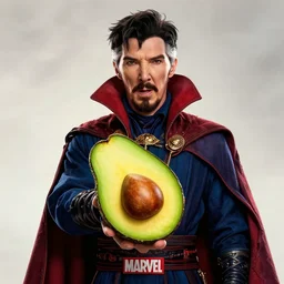 a marvel movie poster of doctor strange holding avocado, amazing detail, cinematic, marvel logo, movie poster
