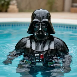 Darth Vader bathing in a pool