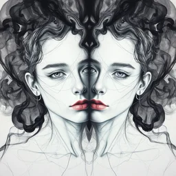 transparent acrylic, portrait symmetry, abstract pencil sketches, expensive, chaos, award winning realistic painting, hard edges, smooth, black smoke, character design, master level composition, rule of thirds, transparency, no hands, gucci, by chiara bautista and beksinski and norman rockwell and tom bagshaw