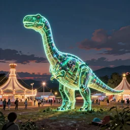neon laser dinosaurs at the county fair by makoto shinkai