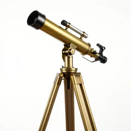 gothic telescope on brass tripod, professional product shot, isolated on a pure white background, centered, entire object in frame, sharp focus, soft studio lighting