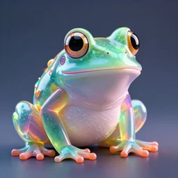 All Hail the mighty Cyberfrog ! Colorful, Hyper realistic, translucent, glowing. 4k