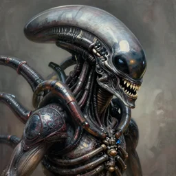 agressive alien xenomorph, close - up portrait, intricate, elegant, volumetric lighting, scenery, digital painting, highly detailed, artstation, sharp focus, illustration, concept art, gaston bussiere, ruan jia, steve mccurry