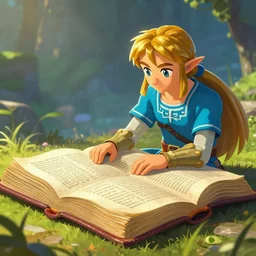 link from legend of zelda reading the bible, trending on artstation
