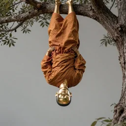 a monk, hanging upside down from a tree, enlightenment, shiny head. intricate, elegant, highly detailed, digital painting, artstation, concept art, sharp focus, illustration, by justin gerard and artgerm, 8 k