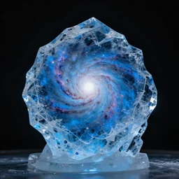 uncropped blue ice crystal sculpture of galaxy nebula