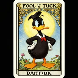 epic professional digital art of'fool tarot card with daffy duck ', painted, stunning, artistic, art nouveau, impressive, best on artstation, cgsociety, much wow, masterpiece