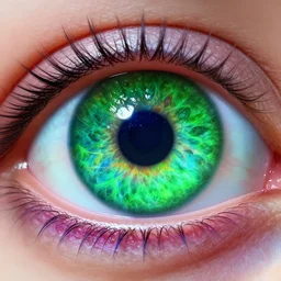 a green eye with cobalt iris reflecting a sky full of stars, hyper realistic, fractal algorightmic art, art station, coherent design, symmetrical, vivid color, complementary color, golden ratio, detailed, sharp lines, intricate, rainbowshift, in unreal 3 d engine, nvidia optix, ray tracing, octane render