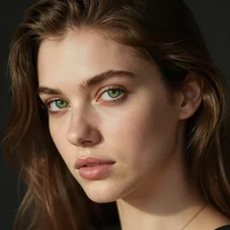 ! dream iphone shot of a beautiful austrian woman with green eyes and brown hair, highy detailed
