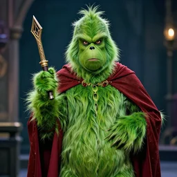 The Grinch as Voldemort, high resolution photo, outfit photo pose