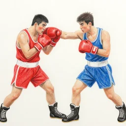 a crayon drawing of boxers fighting