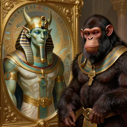hdr portrait photography mirror of fairy orc king versus elvish chimp lord, coherent portraits, mmorpg fantasy, intricate, elegant, highly detailed, egyptian, african, digital painting, trending on artstation, hdr photo, smooth, sharp focus, illustration, art by artgerm and greg rutkowski and alphonse mucha
