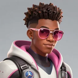 overwatch concept art character portrait of a new character who is an african american man with rose - tinted sunglasses spectacles, trending on artstation, cgsociety,