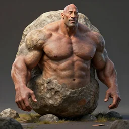 a boulder resembling dwane johnson, unreal engine, hyper realistic, fantasy art by greg rutkowsk