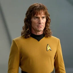 A still of Aragorn as Captain Kirk on Star Trek