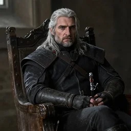 dean norris cast as vesemir in the witcher netflix series, resting in a castle