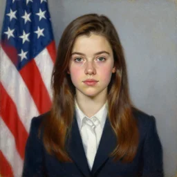 portrait of united states president teen mila kunis, 1 9 8 4, oil on canvas by william sidney mount, american exceptionalism