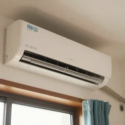 close - up of an air conditioner above a window in a teenager's bedroom