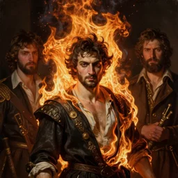 hyper realistic portrait of a immolated man, by jacques - louis david, mattias adolfsson, moebius, dan mumford, trending on artstation, featured on pixiv, masterpiece, oil on canvas, cinematic composition, dynamic beautiful lighting,