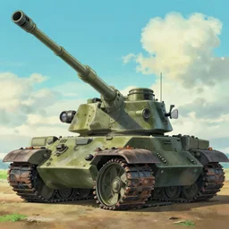 tank with a long long long turret, ghibli art, high detail, hyper realism, 8 k