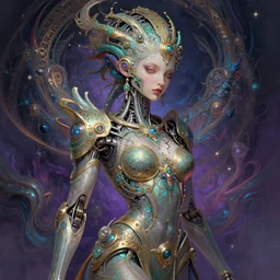 extremely psychedelic cyborg queen of lsd. intricate, elegant, highly detailed, photorealistic digital painting, artstation.