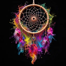dream catcher splash art graphic design color splash high contrasting art, fantasy, highly detailed, art by greg rutkowski