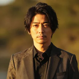 realistic photography portrait of japanese rock singer yutaka ozaki without beard, golden hour lighing, intricate, elegant, highly detailed, sharp focus,