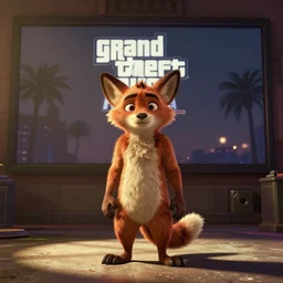 Nick Wilde (from Zootopia) in a Grand Theft Auto: San Andrea loading screen