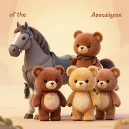 the four horsemen of the apocalypse as very cute stuffed teddy bears, digital art, trending