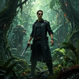 epic, ultra detailed, hyper - real alien jungle by greg rutkowski inside the movie matrix