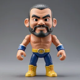 product photography of a luchador with comically large heads and hands, product photography, highly realistic, award winning toy design, ambient occlusion, digital art,