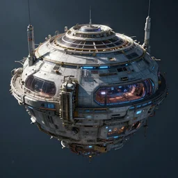 photo of a cyberpunk space habitat