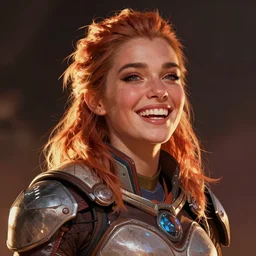 portrait of (((((((((laughing))))))))) Aloy from Horizon: Zero Dawn, comic book illustration, by John Kirby