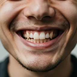 a big smile with hairy teeth