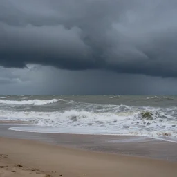 storm at the beach, dark clouds, wind, by anton mauve