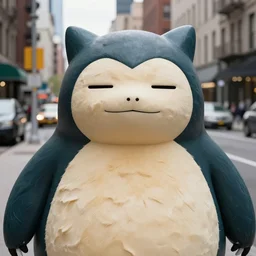 Closeup portrait of Snorlax blocking a new york back street, photograph, natural light, sharp, detailed face, magazine, press, photo, Steve McCurry, David Lazar, Canon, Nikon, focus