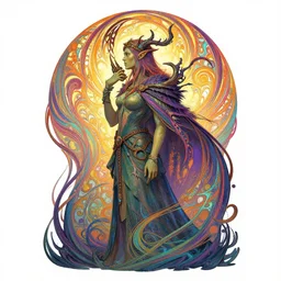 side profile centered painted portrait, elisha cuthbert as orc forest druid, d & d, gloomhaven, matte painting concept art, art nouveau, beautifully backlit, swirly vibrant color lines, fantastically gaudy, aesthetic octane render, 8 k hd resolution, by ilya kuvshinov and cushart krentz and gilleard james