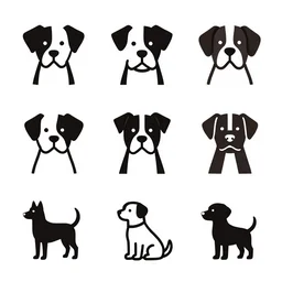set of logos in the form of different breeds of dogs