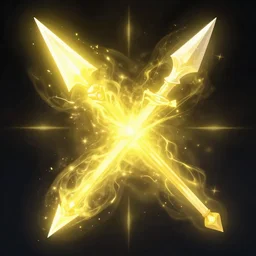 a purifying spear radiating bright yellow energy, emanating radiant sparks, ability icon