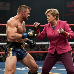 Ultra HD Mortal Combat 9 screenshot of first Minister Nicola Sturgeon fighting British conservative Mp Liz Truss in battle rendered in unreal engine, trending on art station