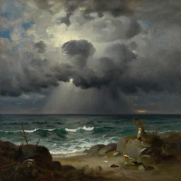 the storm on the sea of galilee, oil - on - canvas painting, close - up, elegant, volumetric lighting, scenery, digital painting, highly detailed, artstation, sharp focus, illustration, concept art, by rembrandt van rijn, 3