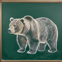 A chalkboard drawing of a grizzly bear