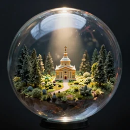 miniature deep dream in a magic sphere, centered