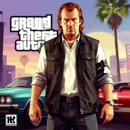 Jack London in Grand Theft Auto 5 cover art, epic, 4k resolution, extremely detailed, very sharp, artstation, digital art, vibrant,