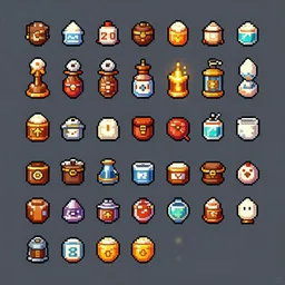 pixel art sprite sheet rpg items, featured on artstation