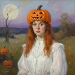 a portrait of a 🎃 in a scenic environment by by gertrude abercrombie