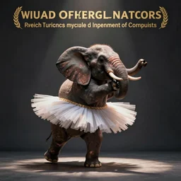 photo of dancing elephant with tutu