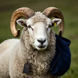 portrait of gordon!! ramsay!! as a ram sheep with horns and wool